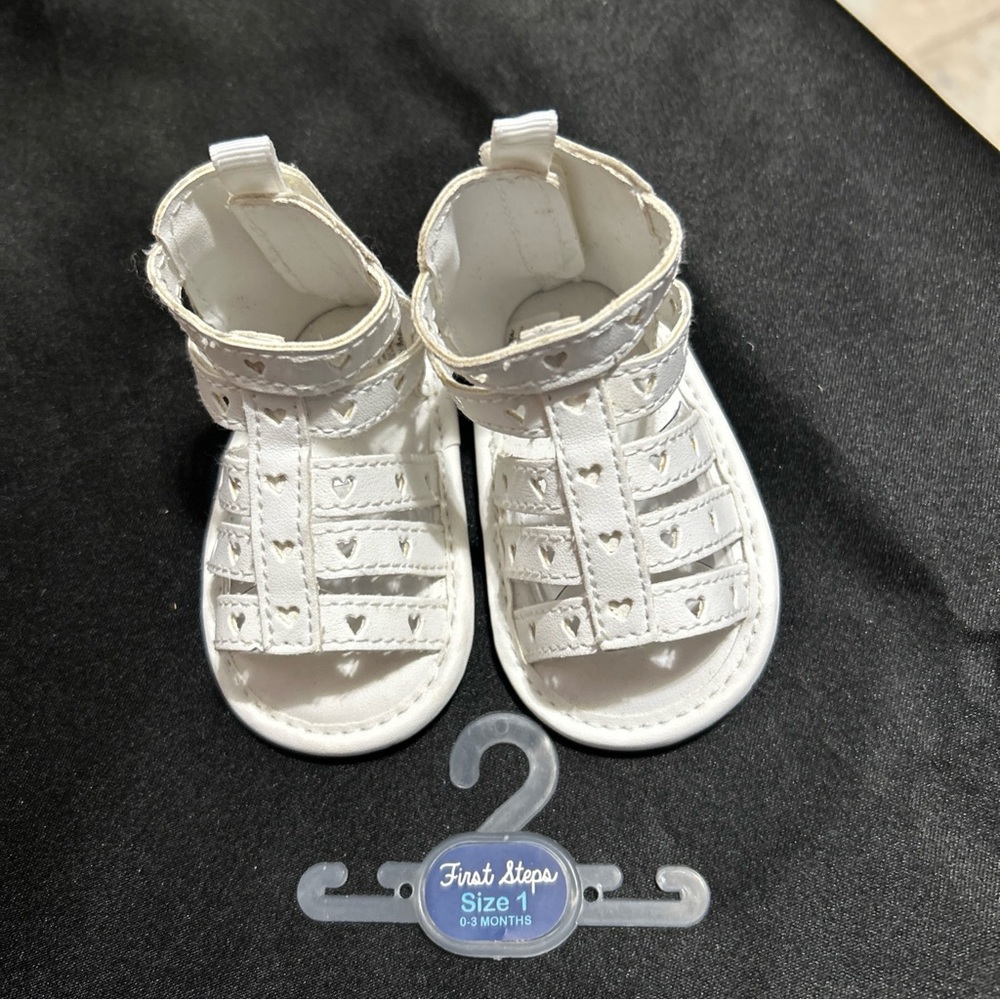 First Steps White Baby Sandals